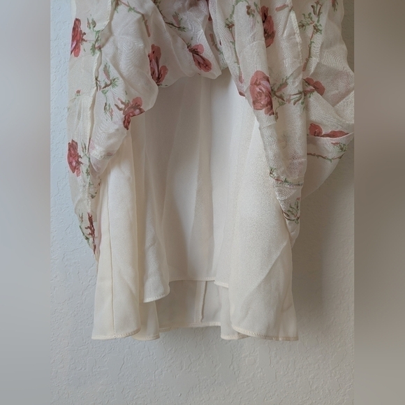 Black Iris Red Rose 100% Silk Sleeveless Mini Slip Dress Evening Romantic Date - Picture 6 of 12